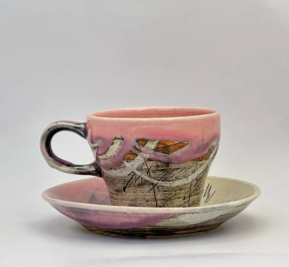 美濃焼 線刻 コーヒーカップ＆ソーサーセット | ギフトショップ Nihon