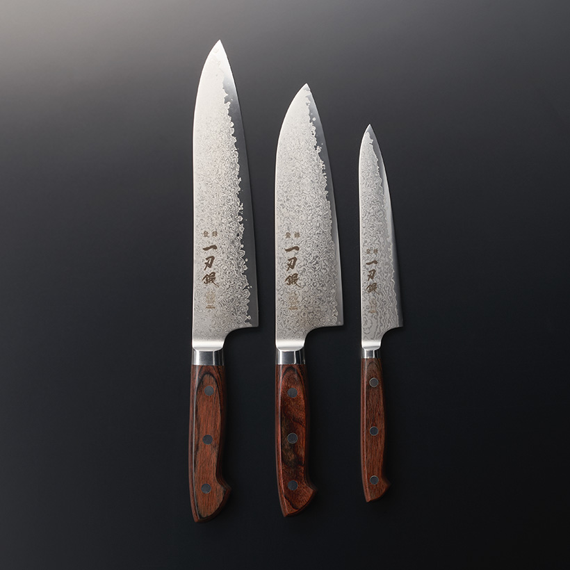 VG-10ダマスカス鋼 「烏揚羽」 三徳170mm | 一刃鍛 刃物本舗