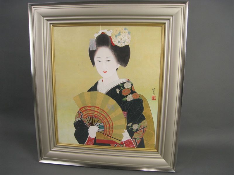 宮下壽紀「扇舞」日本画/美人画 F10号 師)伊東深水 寿紀 | のみの市