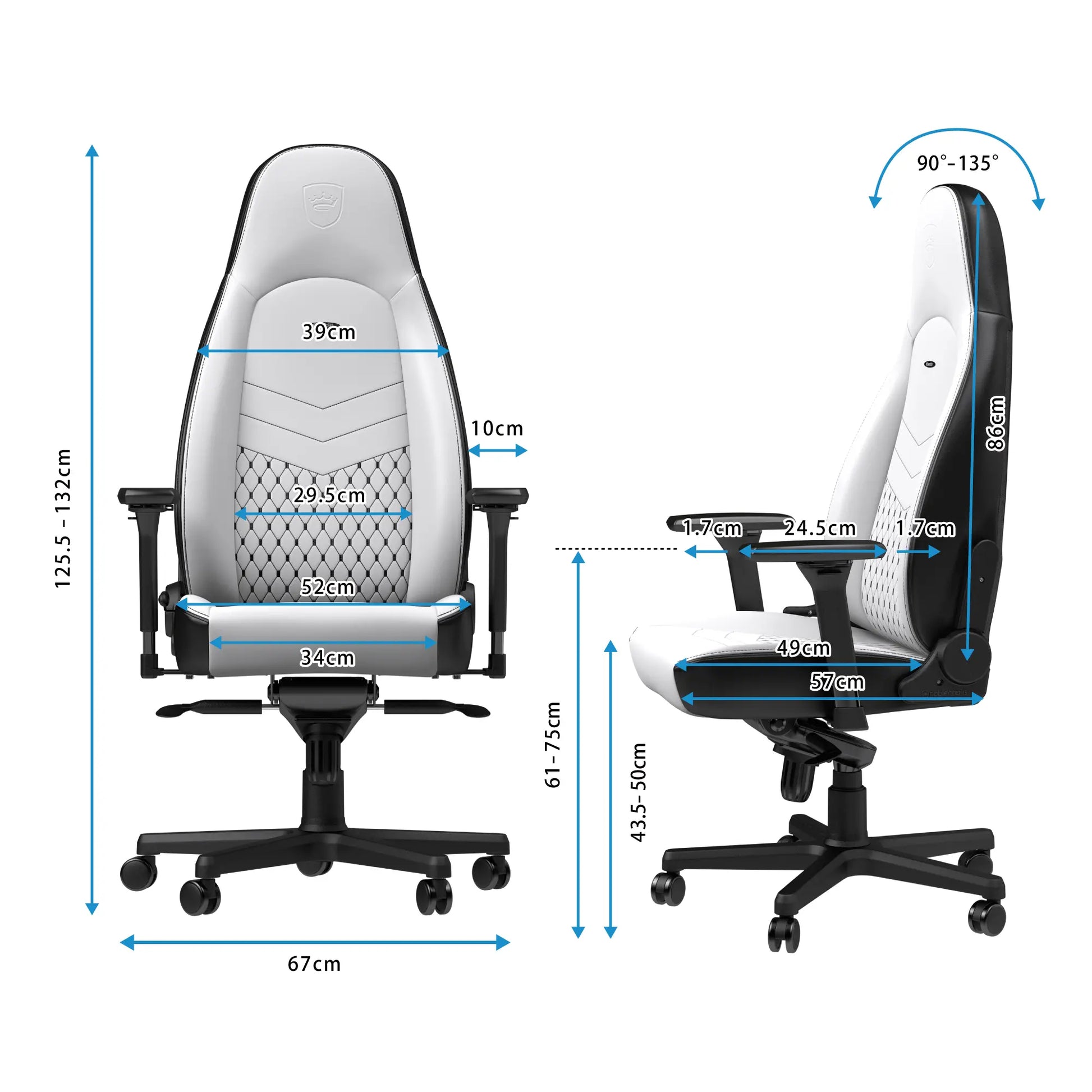 noblechairs ゲーミングチェア｜ICON - Premium White｜NBL-ICN-PU-WBK