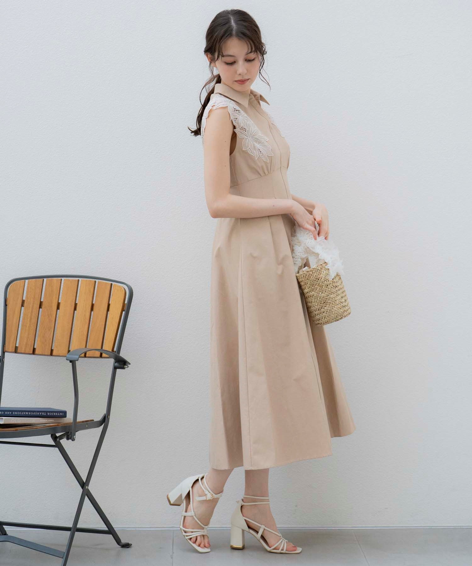 15周年】【SSサイズあり】エンブロイダリーストライプワンピ | ロング