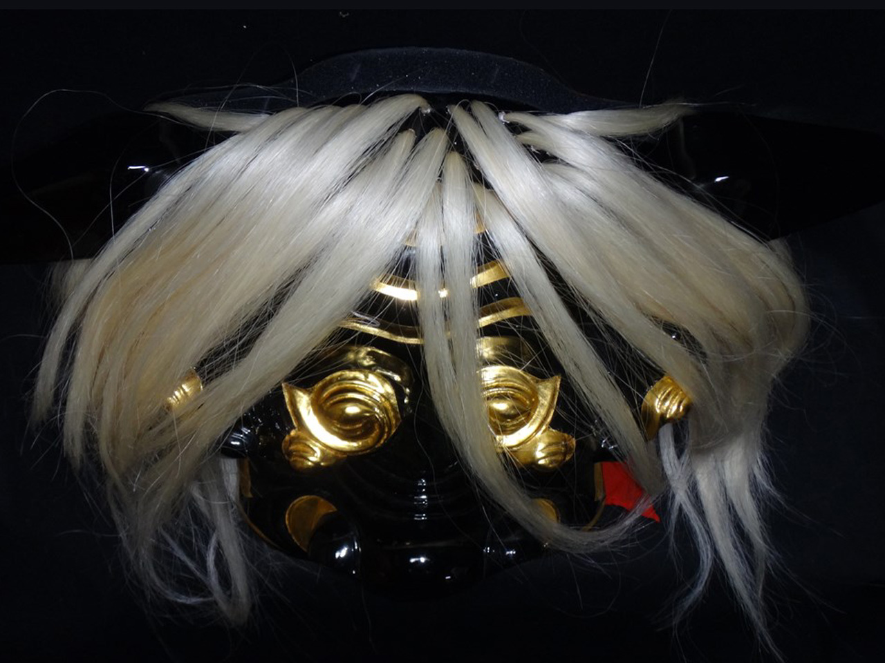 獅子頭-完成品大特価、黒宇津獅子1尺2寸白髪付き