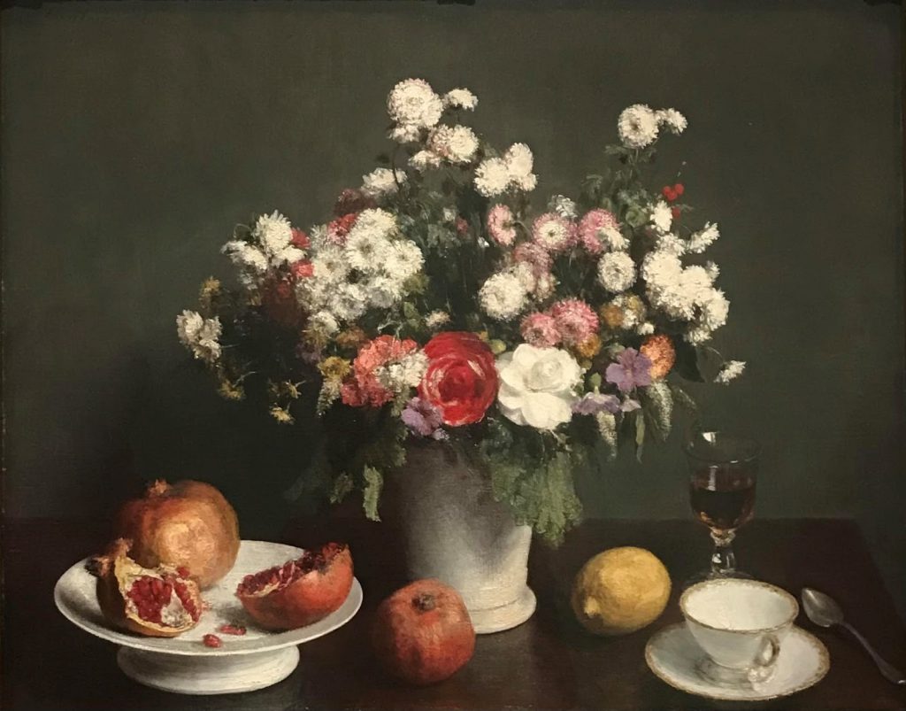 花と果物、ワイン容れのある静物 | ノアゼットプレス