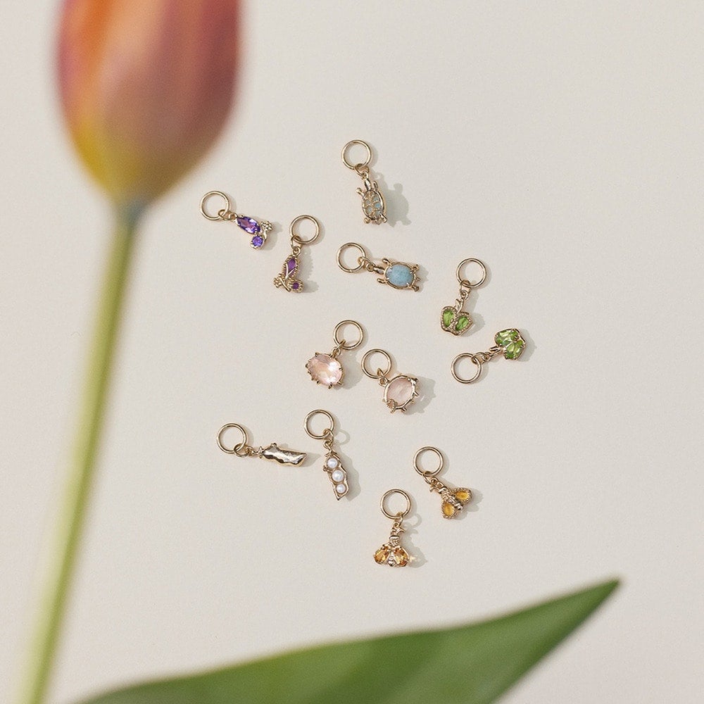Tiny Charm】K5ローズクォーツチャーム｜ピアスチャーム｜ノジェス