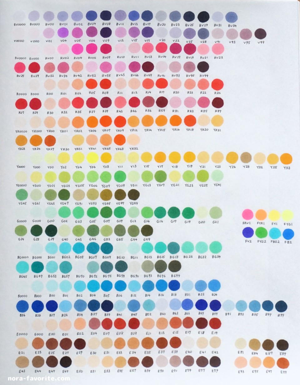 コピックスケッチ】 全358色の色見本をご紹介！(購入した時の失敗談も