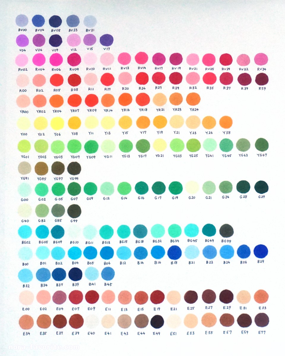 コピッククラシック】 全214色の色見本をさくっとご紹介！