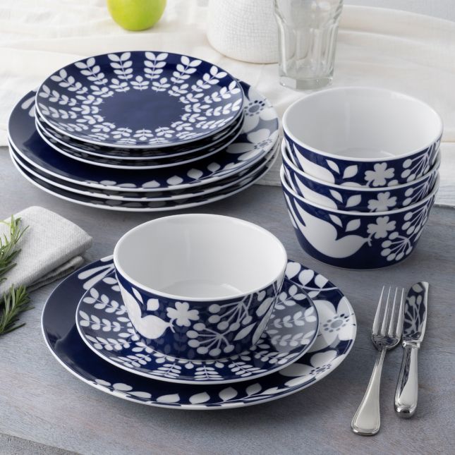 Noritake Bluefjord 12-Piece Dinnerware Set, Service for 4