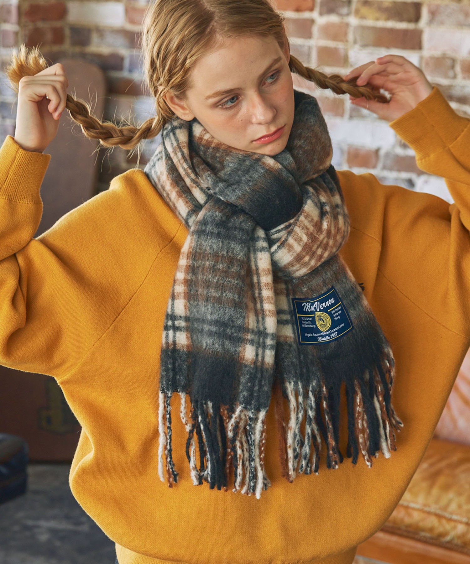 ボリュームマルチチェック柄マフラー MONO-MART LADY'S│MONO-MART