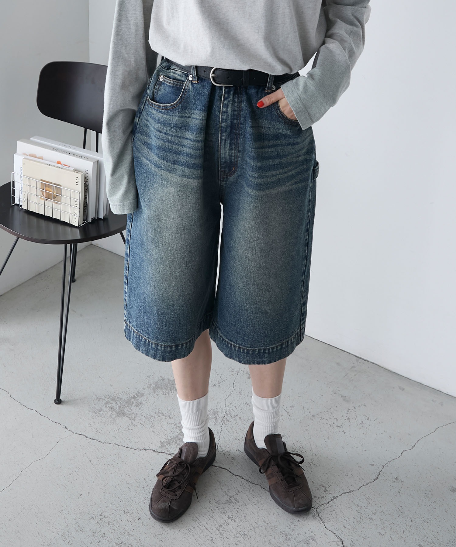 forksy.】ヴィンテージライクハーフデニムパンツ forksy.│MONO-MART