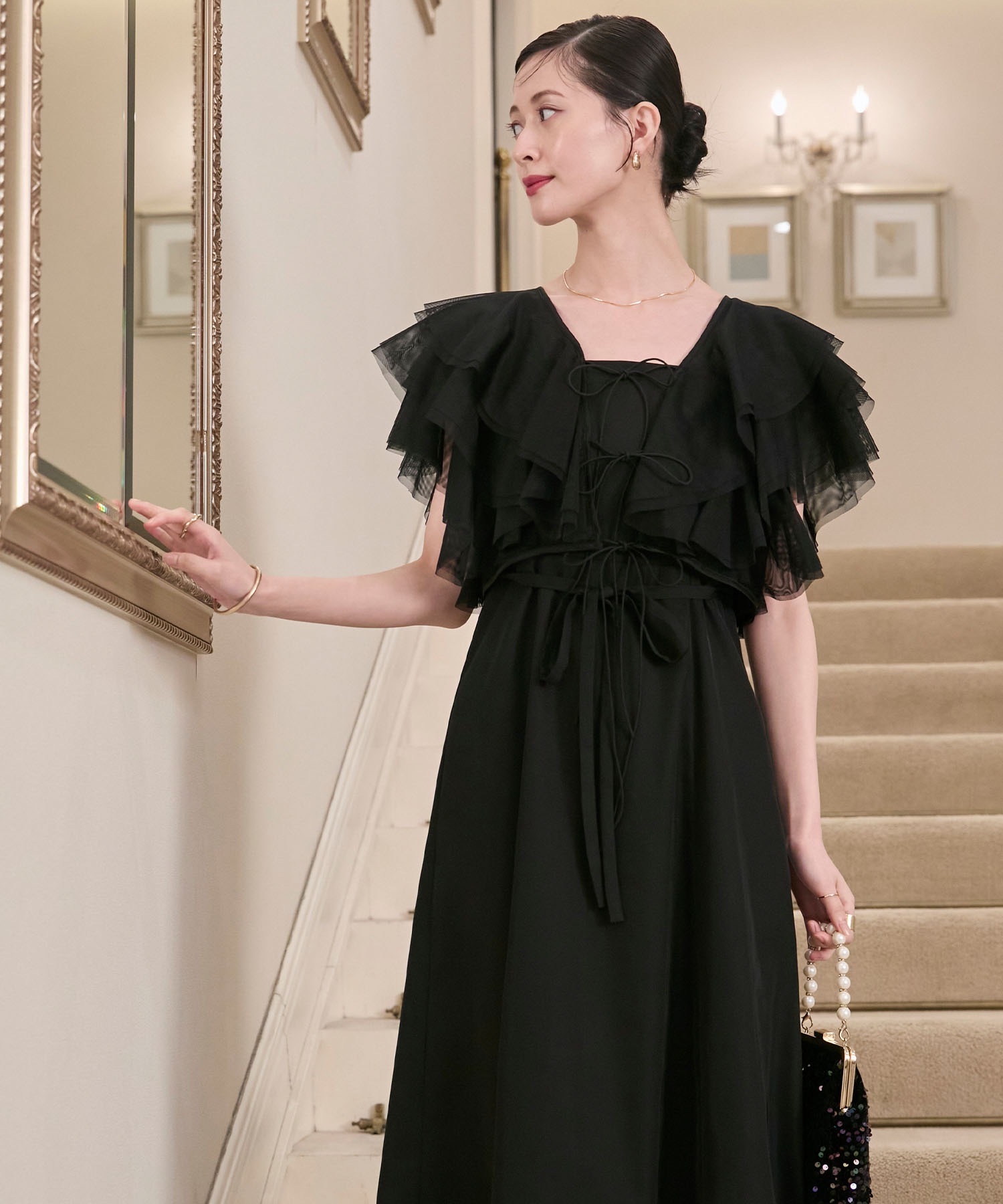 forksy.】【オケージョン対応】チュールフリルベストセットフレア