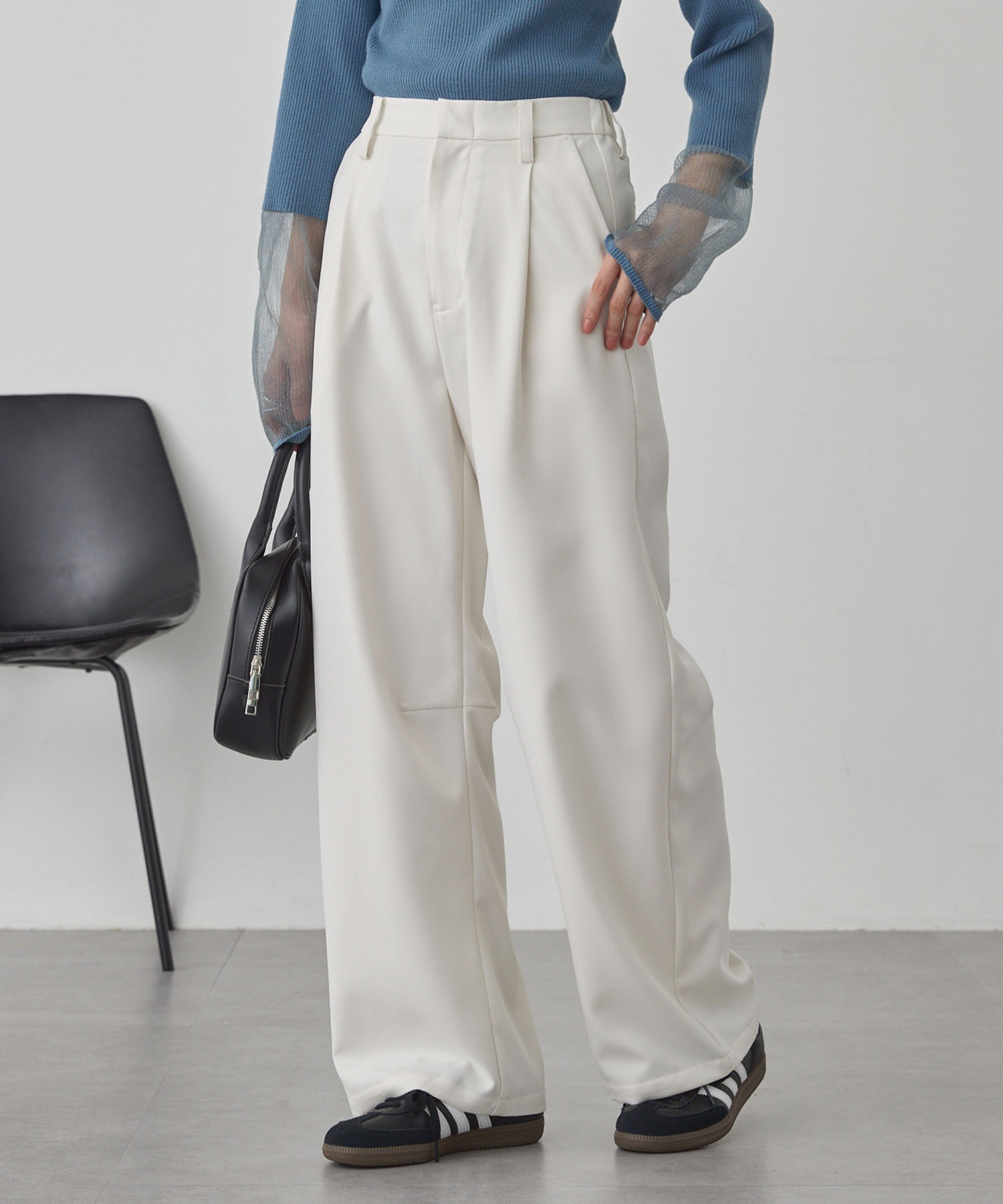 速乾×洗える｜カーブタック ワイドスラックス（パウダーツイル） MONO