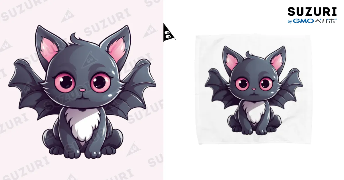 可愛いコウモリ猫ちゃん / Vasetti_pressのタオルハンカチ通販