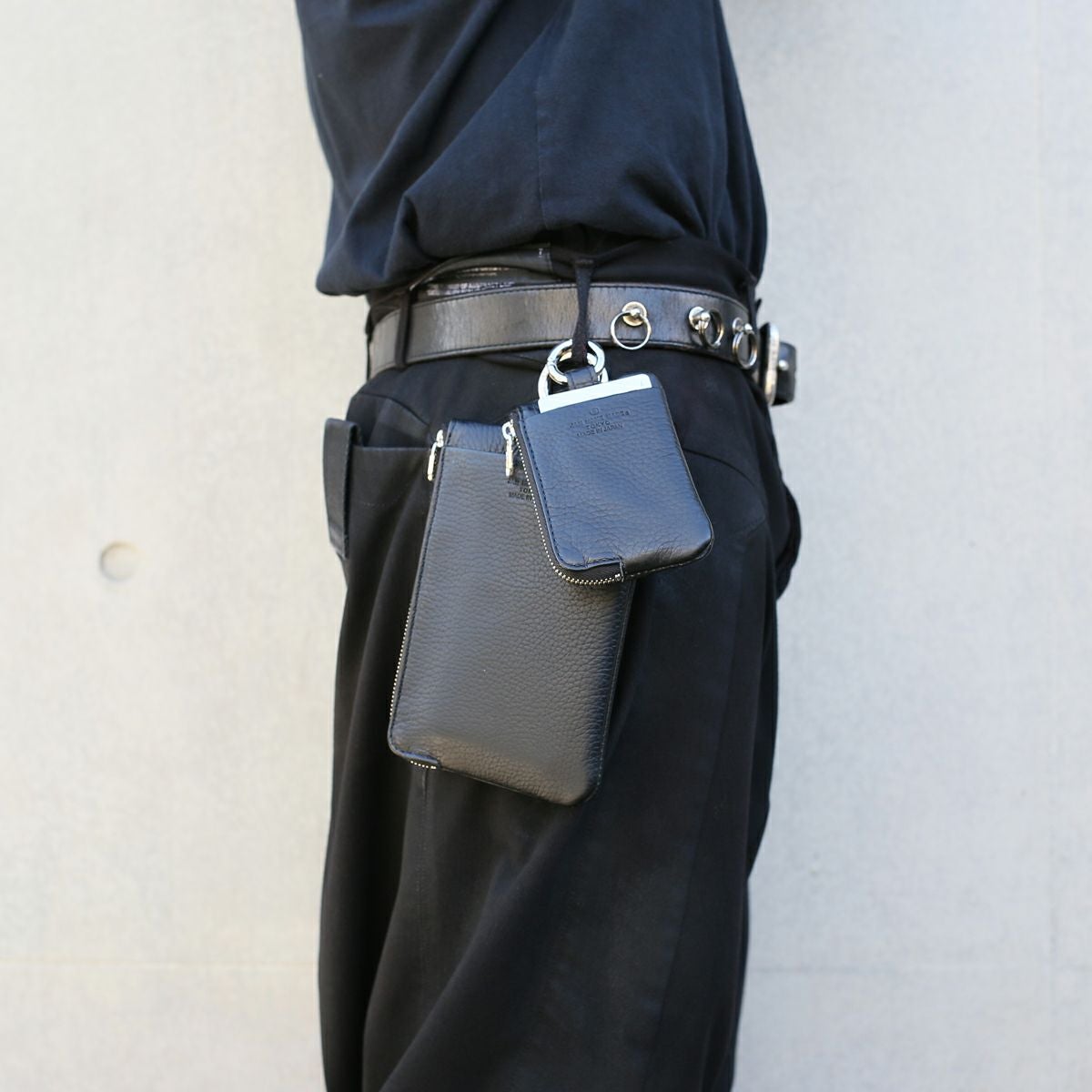 手ぶらL字ZIPポーチ/フラグメントケース スコッチガードレザー