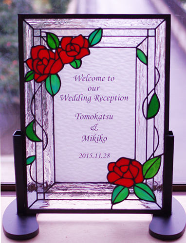 バラのウェルカムボード | ステンドグラス工房オクノシオ