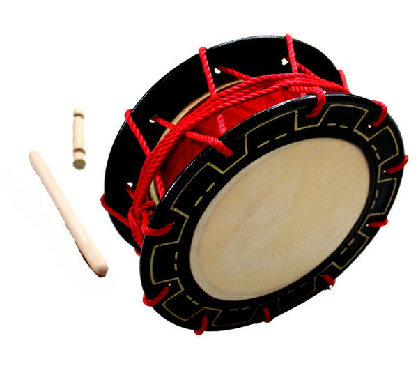 エイサー用締め太鼓(特小) 水牛皮 直径18cmバチ1本・くさび(持ち手棒)1