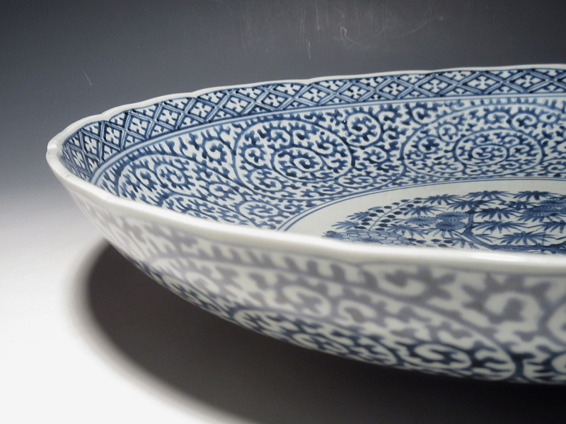 古伊万里 染付 両面 蛸唐草文 大皿【享保】 ｜ 古陶磁 大林師友堂
