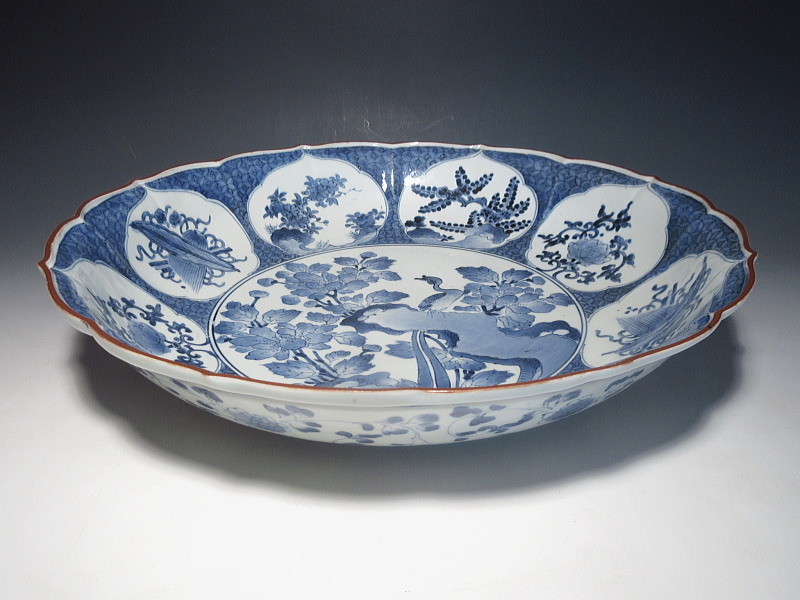 古伊万里 藍柿右衛門 花鳥文 大鉢【延宝】 ｜ 古陶磁 大林師友堂