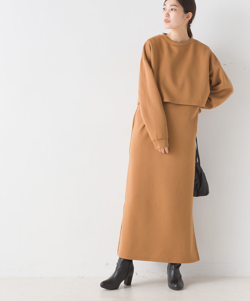 OMNES】ダンボールニット ショートプルオーバー Vネックジャンスカ