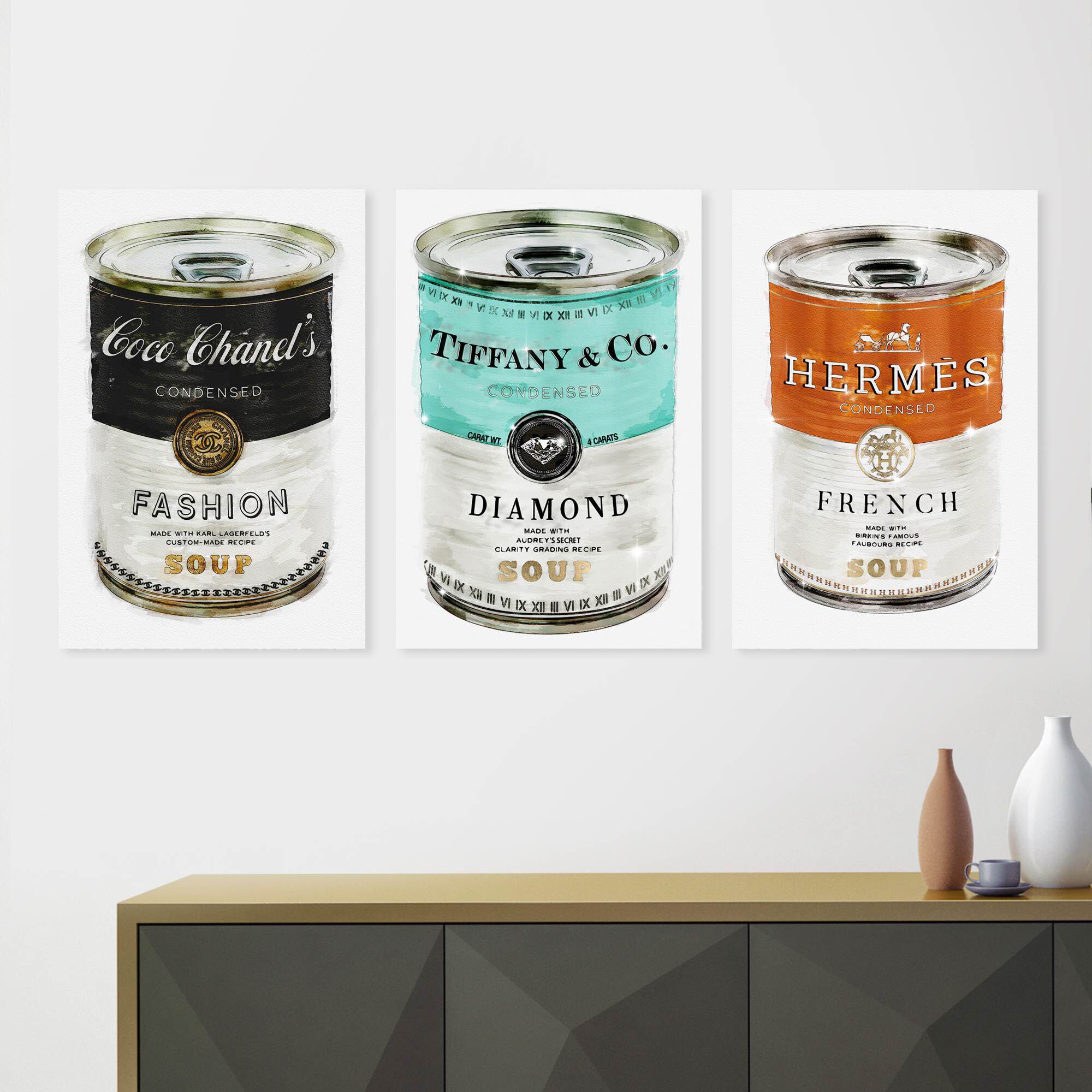 Luxury Soup Can Set | Fashion Art Set – Oliver Gal