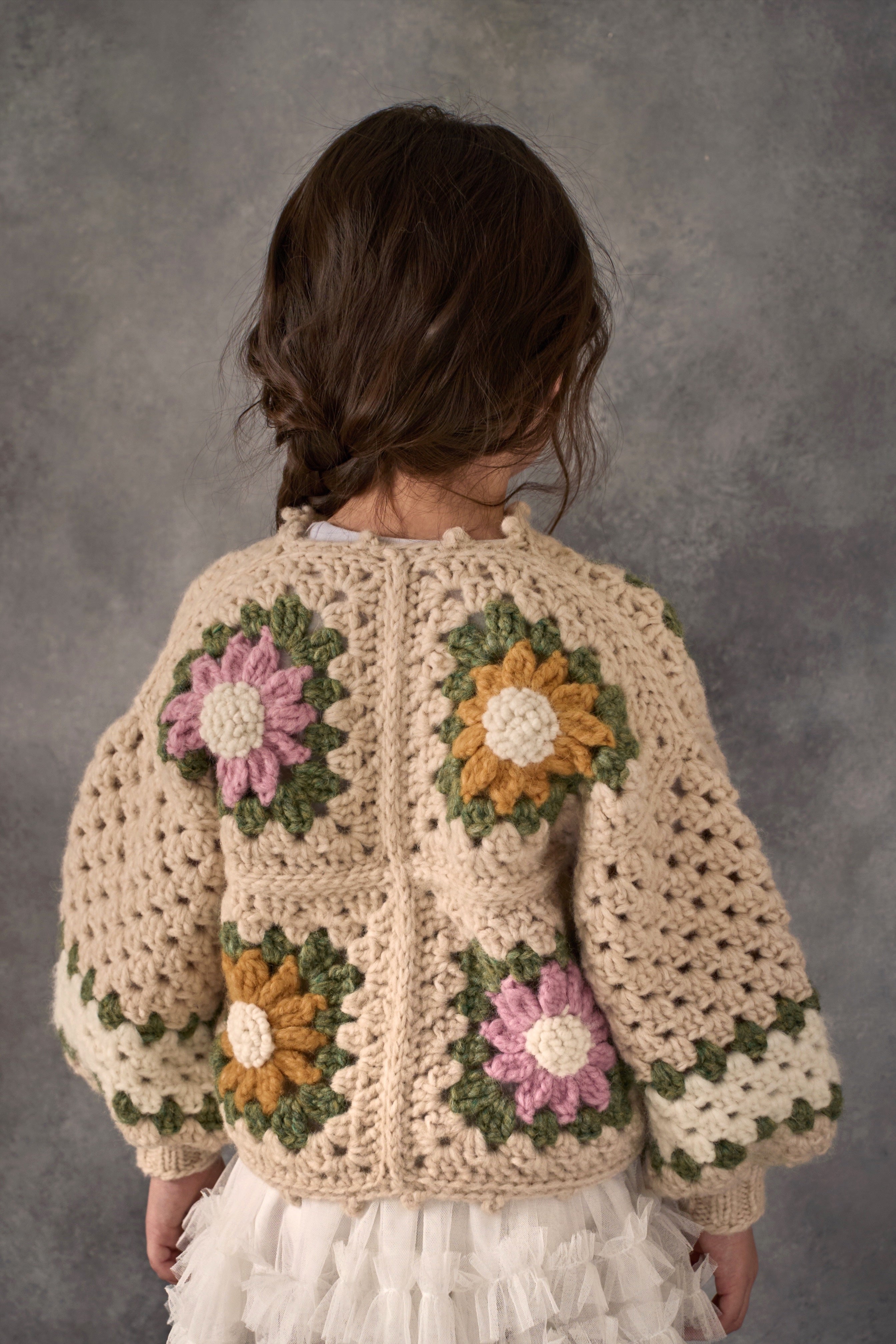 Granny square cardigan | Hand-Knitted Baby Alpaca Clothing