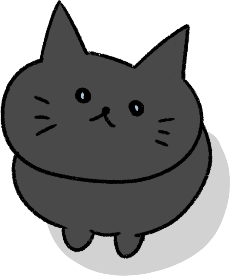 上から見た見上げる黒ネコのイラスト - ONWAイラスト