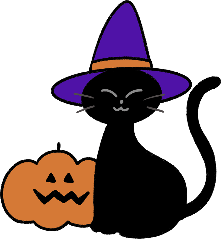 ハロウィンの黒猫のイラスト - ONWAイラスト