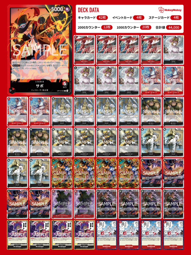 ワンピースカード】赤黒サボデッキレシピ｜革命軍コントロール型構築