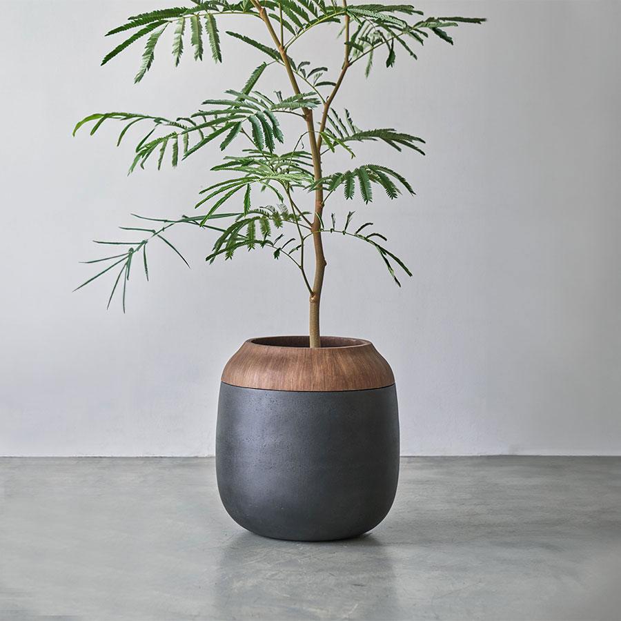 NODERIUM | プランターカバー 蓋付き（直径36cm）ブラック｜【公式