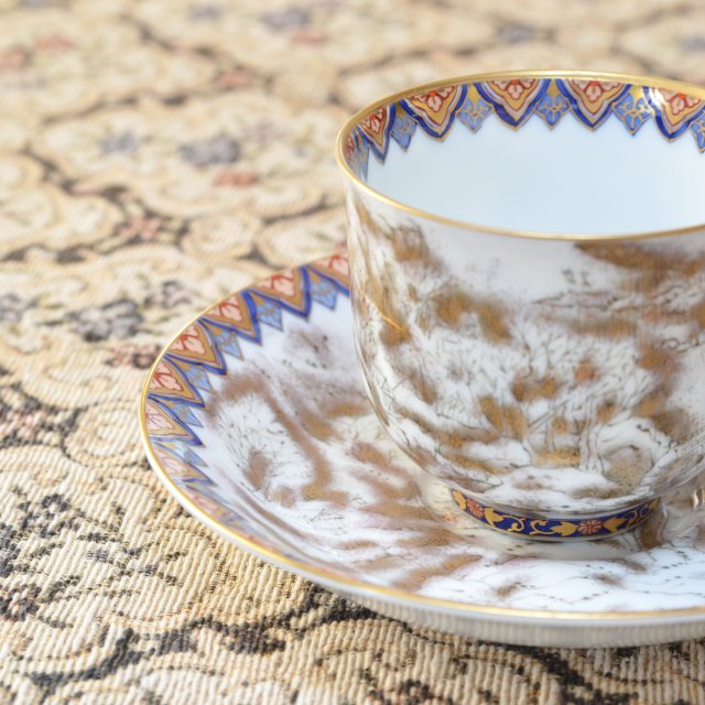 染錦薄墨山水絵】コーヒーカップ＆ソーサー|有田焼の老舗-香蘭社