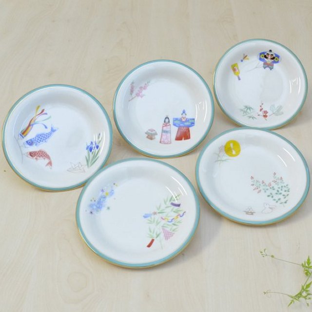 月ごよみ】中皿（銘々皿）5枚セット|有田焼の老舗-香蘭社オンライン