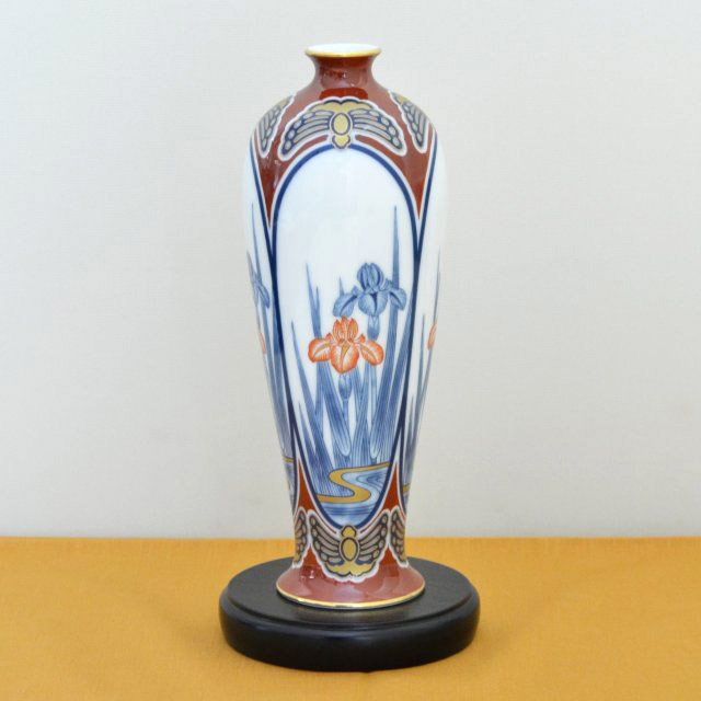 染錦間取菖蒲）花瓶|有田焼の老舗-香蘭社オンラインショップ