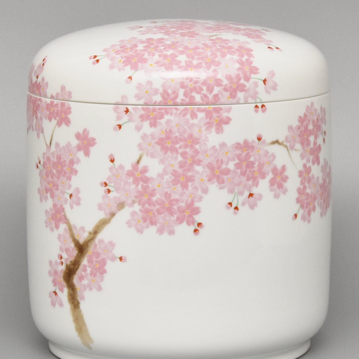 吉野桜）筒型7寸骨壺|有田焼の老舗-香蘭社オンラインショップ