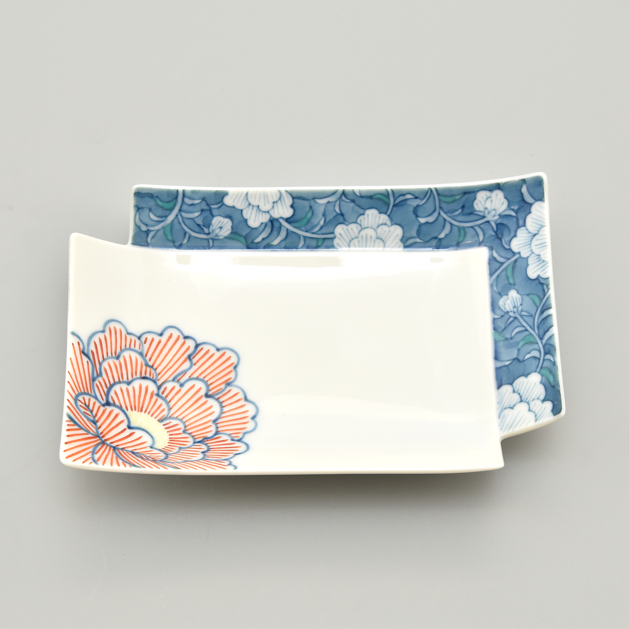 染錦牡丹）二方隅切長角皿|有田焼の老舗-香蘭社オンラインショップ