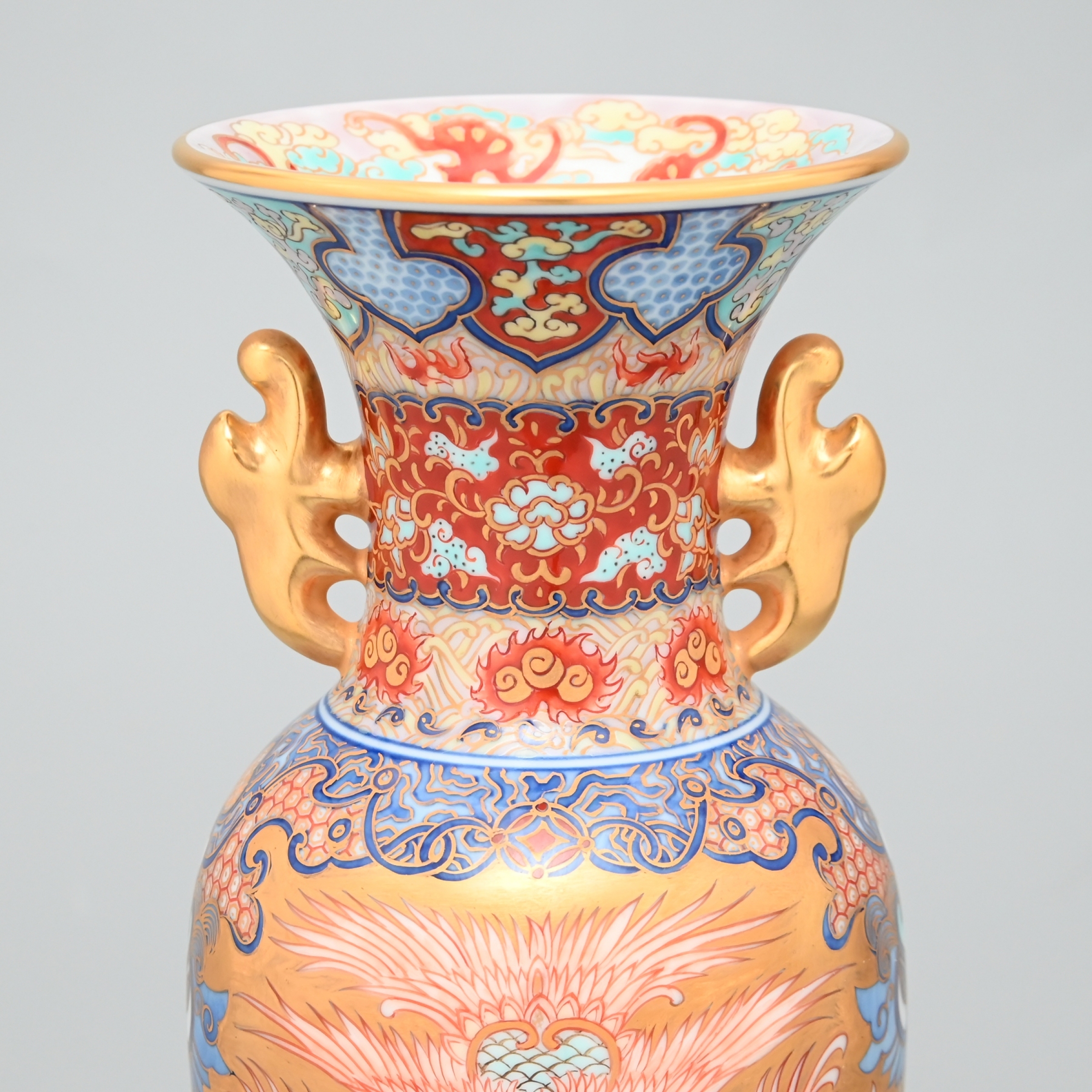 色絵鳳凰応龍文）耳付花瓶|有田焼の老舗-香蘭社オンラインショップ