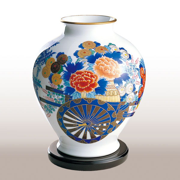 染錦花車）花瓶|有田焼の老舗-香蘭社オンラインショップ