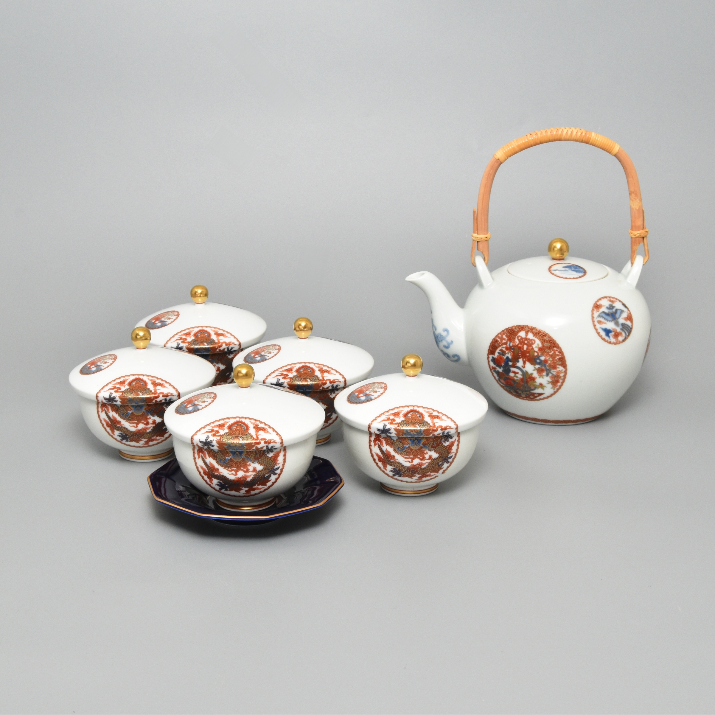 色絵吉祥丸紋）有田焼 茶器揃（急須・湯のみセット）|有田焼の老舗