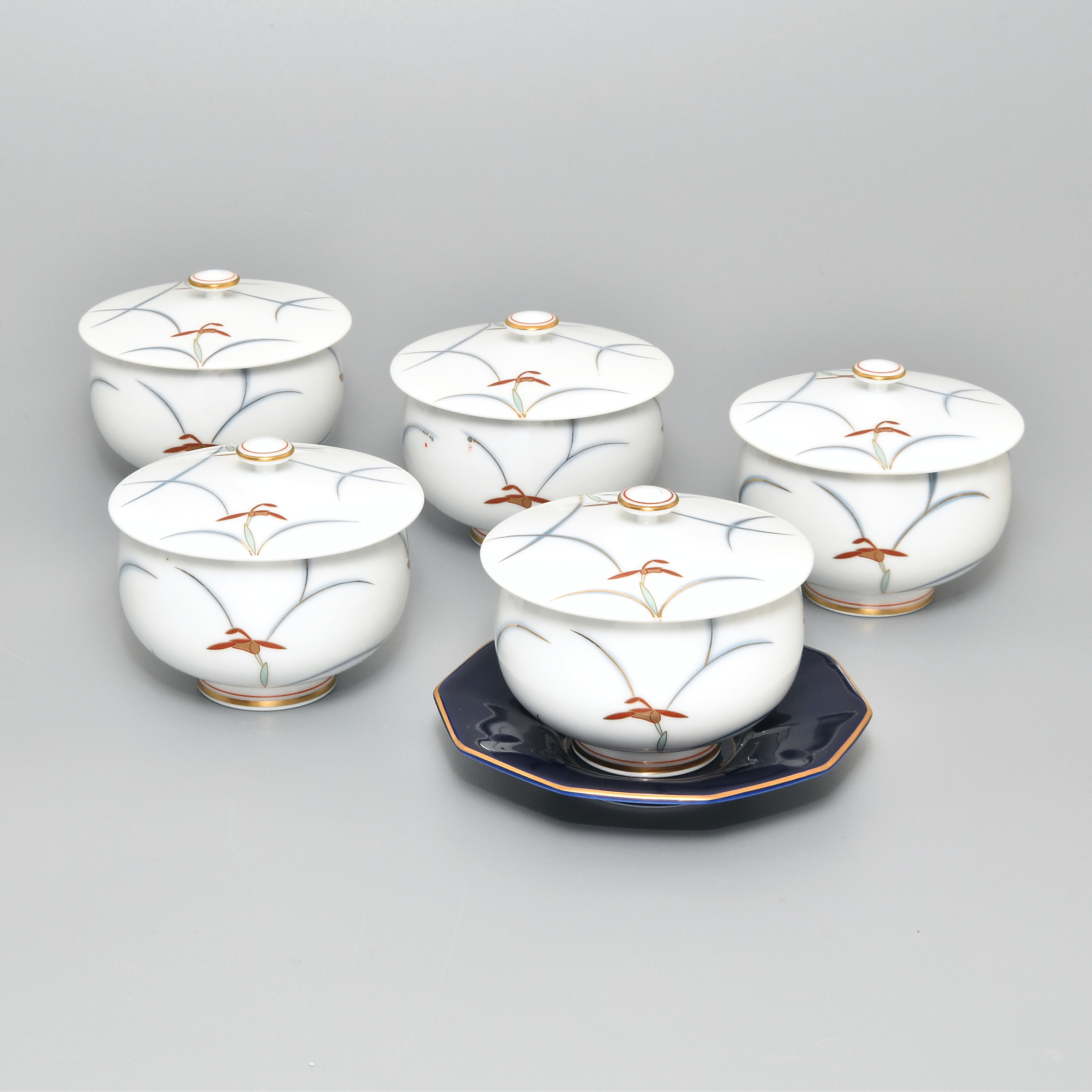 蘭）蓋付湯のみ5客セット|有田焼の老舗-香蘭社オンラインショップ