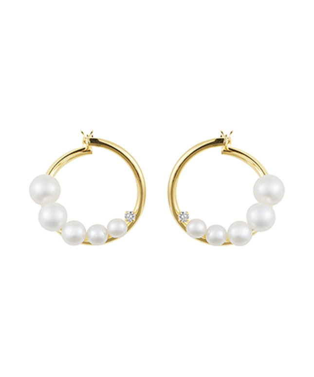 K18YG 淡水パール・ダイヤモンド ピアス|festaria Online Shop