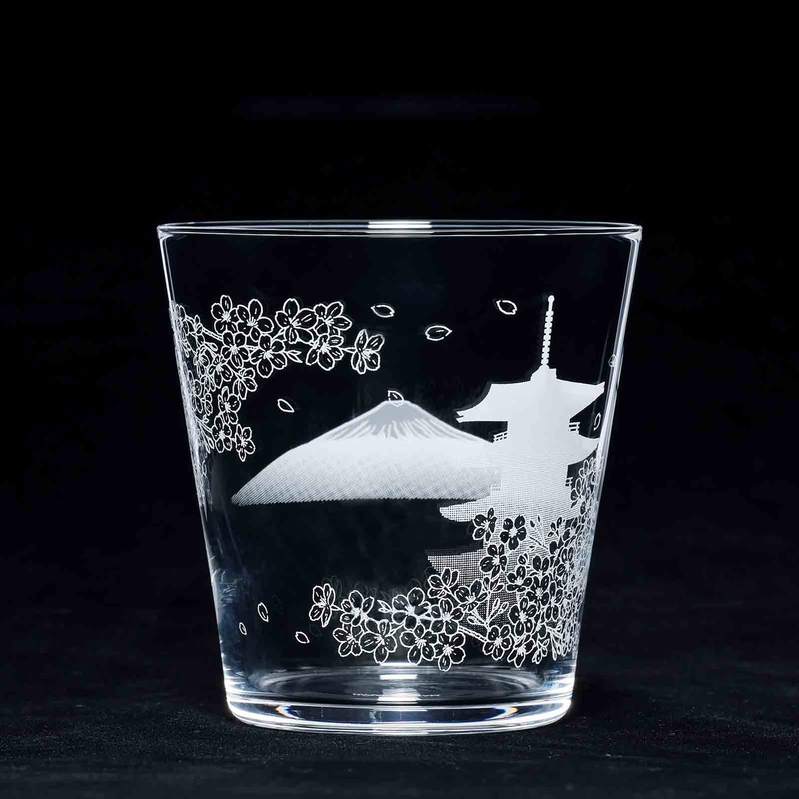 ロックグラス（五重塔と富士山柄）B-00111-J446 / 東洋佐々木ガラス(株