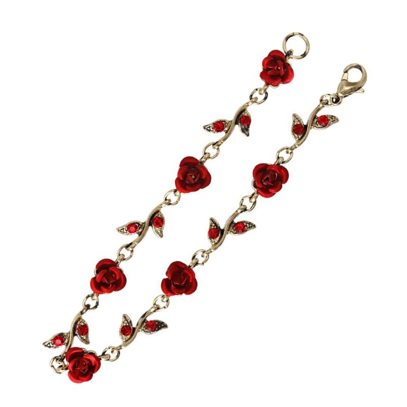 ブレスレット ローズ アンティーク加工 ディープカラー チェーン