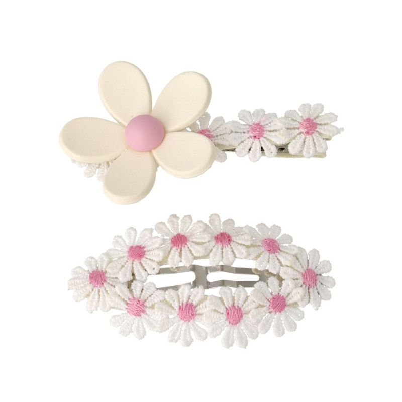 キッズアクセサリー フラワー マーガレット 2個セット ヘアクリップ