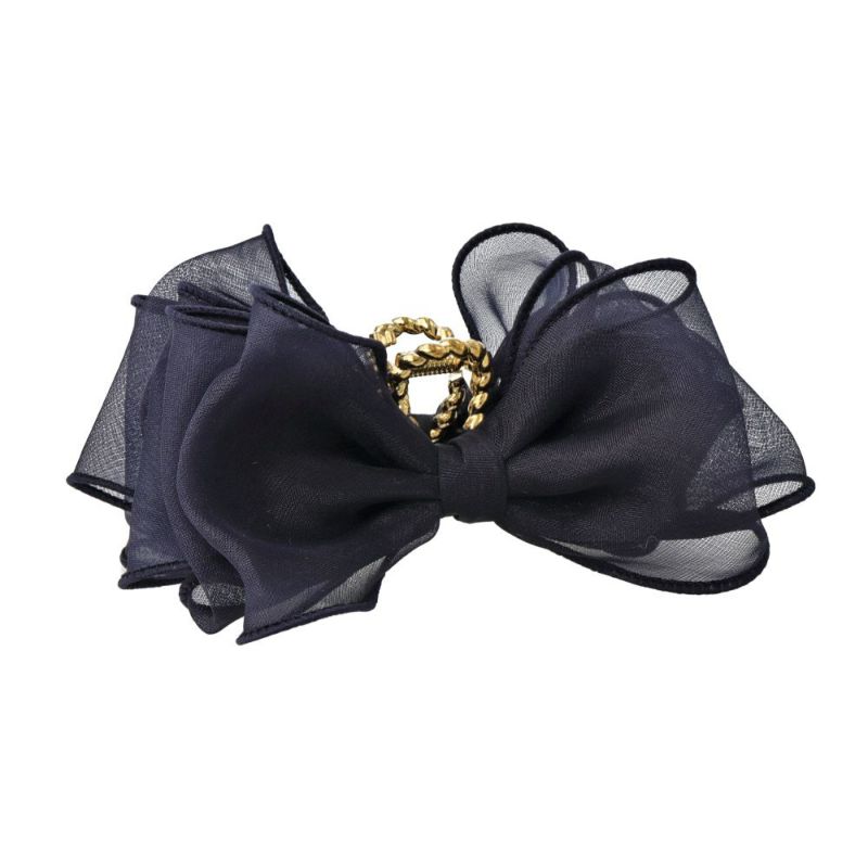 ヘアクリップ シアー ボリューム リボン メタル ツイスト ロール