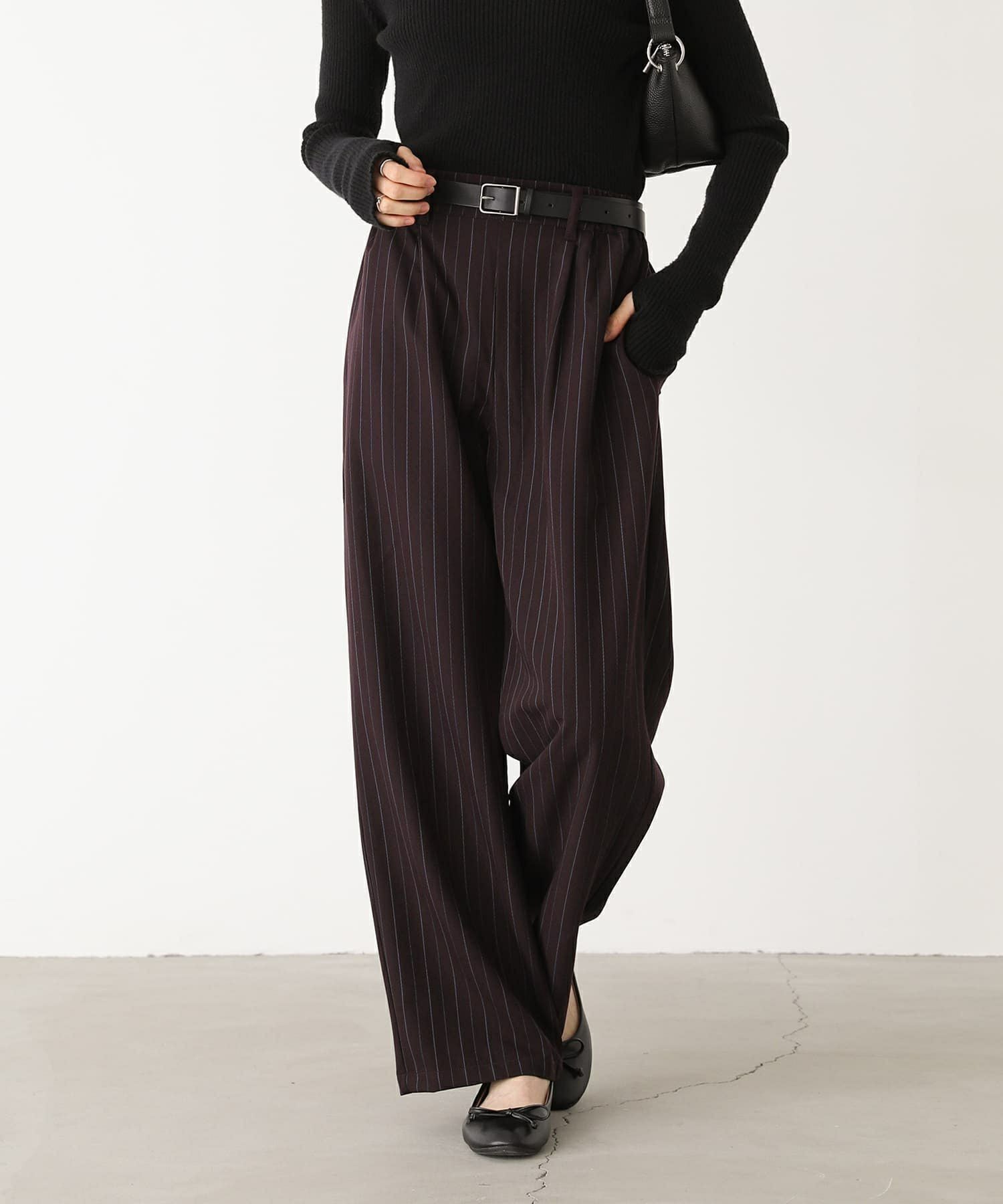 n'OrLABELピンストライプストレートパンツ』