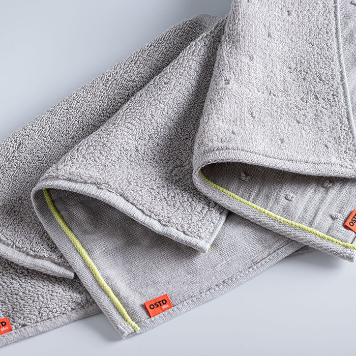 おしゃれなハンドタオル〈ライトグレー〉3枚セット異なる肌触りの