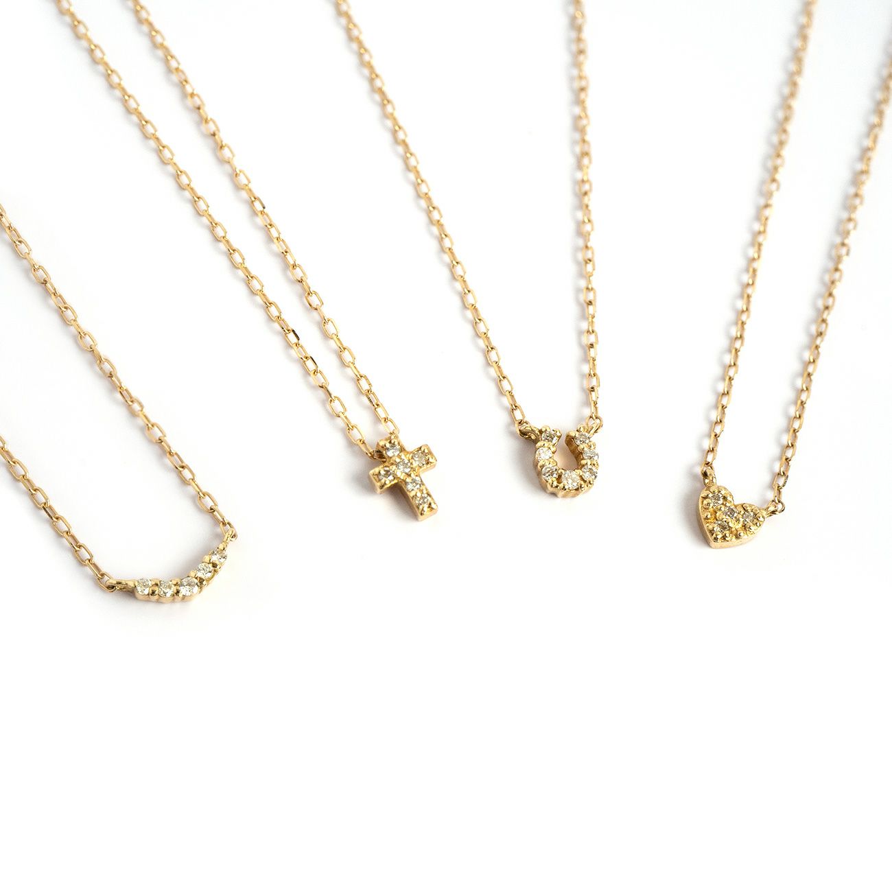 Tiny Diamond Motif Gold Necklace MELE NK K10 -メレネックレスK10