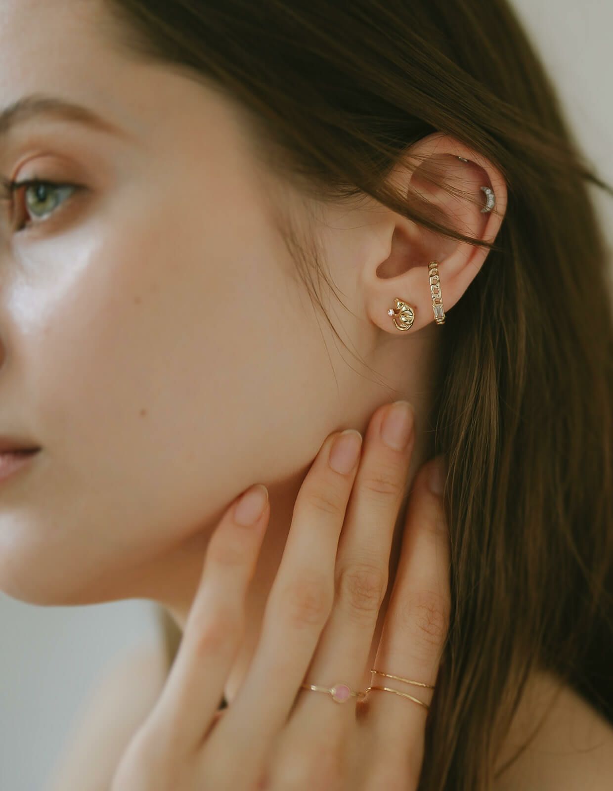 K10 ゴールド ネコ 猫 ダイヤ ピアス ZOI-CAT -ゾイシリーズ- | Ops