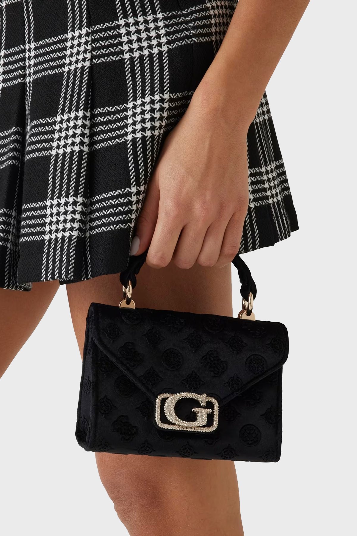 Guess Zalina 4G Kabartma Logolu Çıkarılabilir Zincir Askılı Kadife