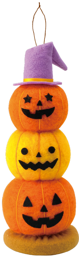 HW羊毛ﾌｪﾙﾄｵｰﾅﾒﾝﾄ 3段かぼちゃﾀﾜｰ: ハロウィン雑貨 ｜ YDMオンライン