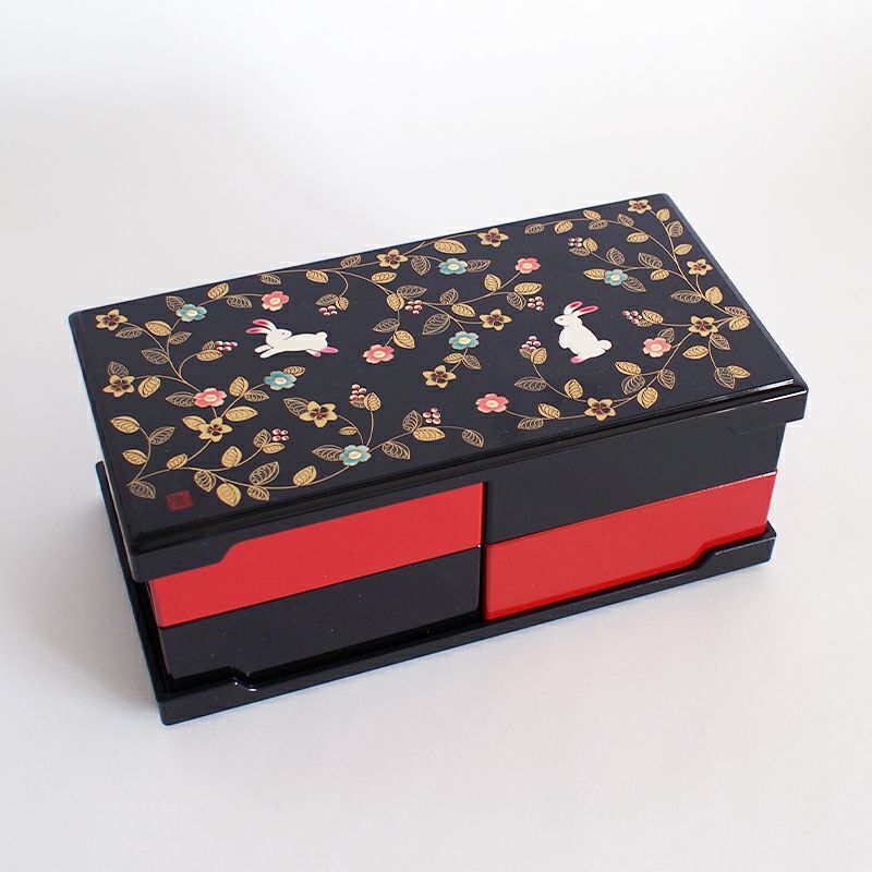 ツインオードブル 花の小路 黒朱｜和食器通販｜織部 Online Store【公式】