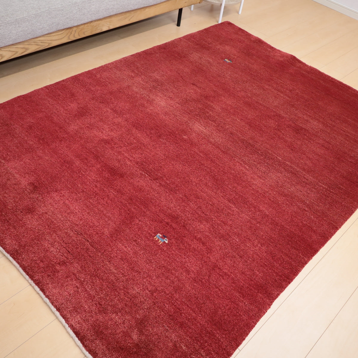 ゾランヴァリ,ギャッベ,212×150cm｜ペルシャ手織りラグ,無地レッド